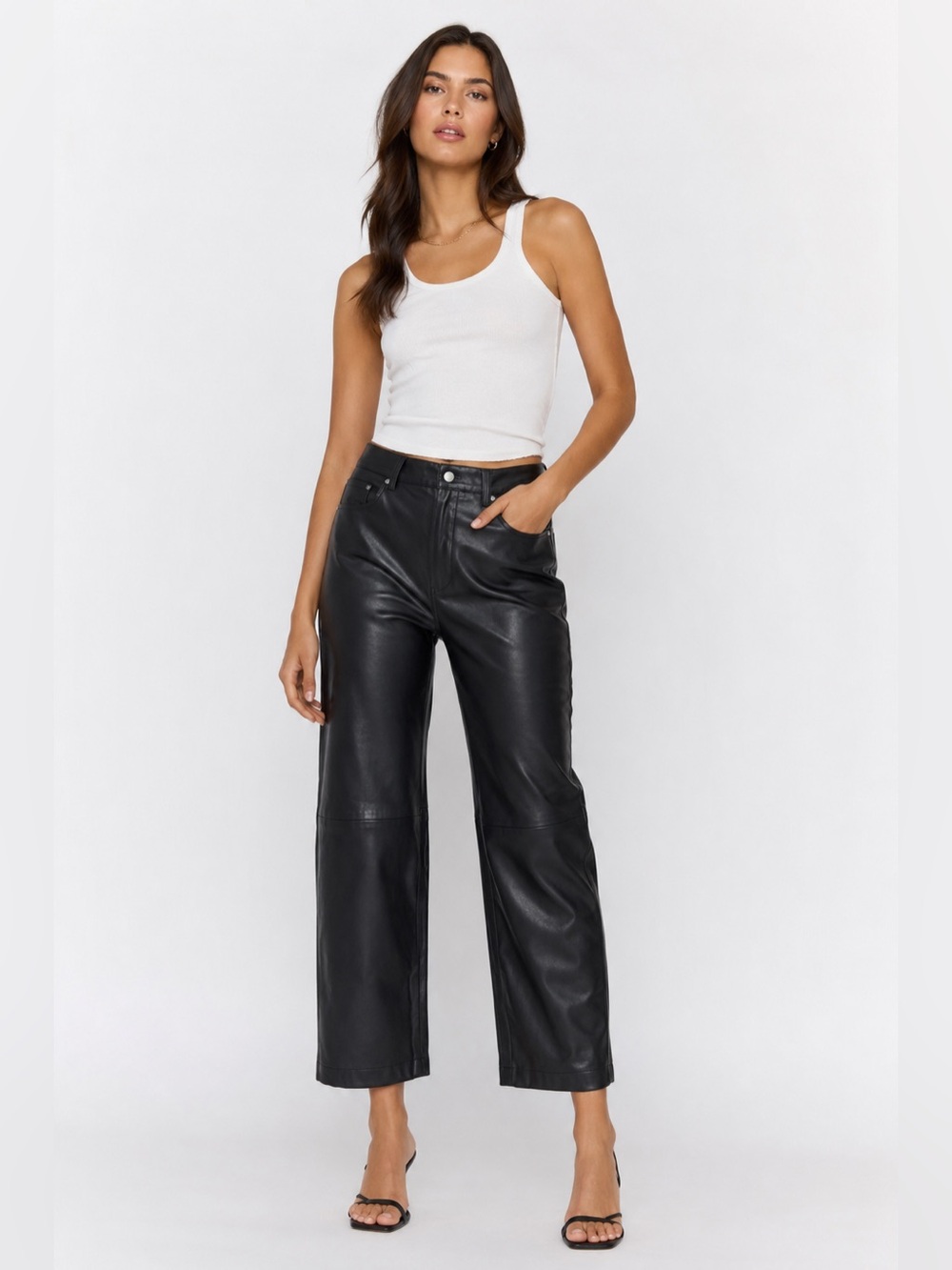 BLANK NYC The Baxter Ribcage Straight Leg Leather Pants/Size 26